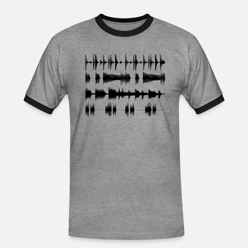 Black waveforms - Men's Ringer Shirt - heather grey/black