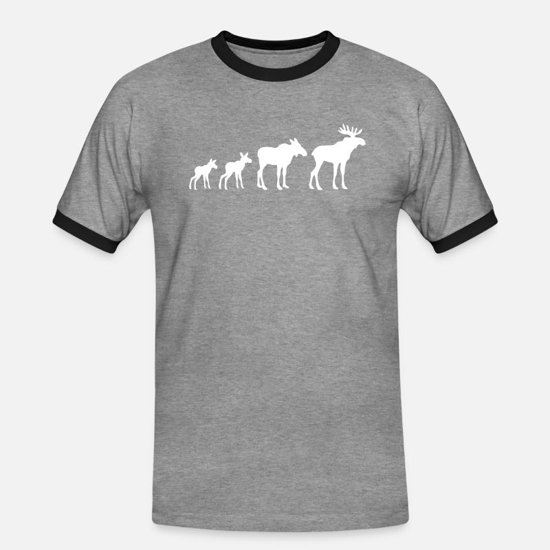 Elk Evolution - Männer Kontrast-T-Shirt - Grau meliert/Schwarz
