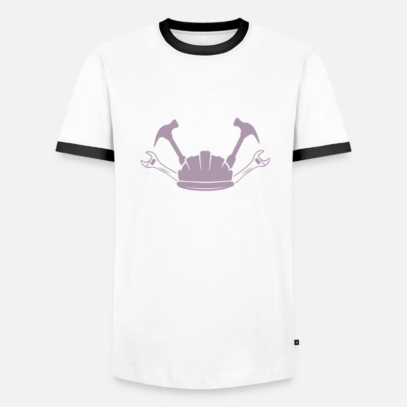 Construction Site Construction Worker Craft Helmet Silhouette Men's Ringer Shirt