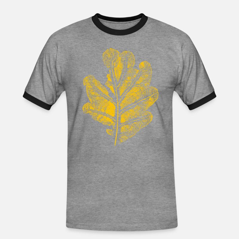 Blatt Eiche/ Eichenblatt - Männer Kontrast-T-Shirt - Grau meliert/Schwarz