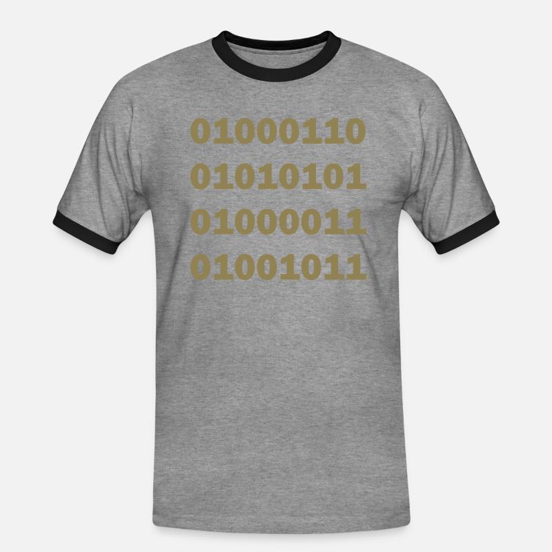 Binary Code Fuck - Men's Ringer Shirt - heather grey/black