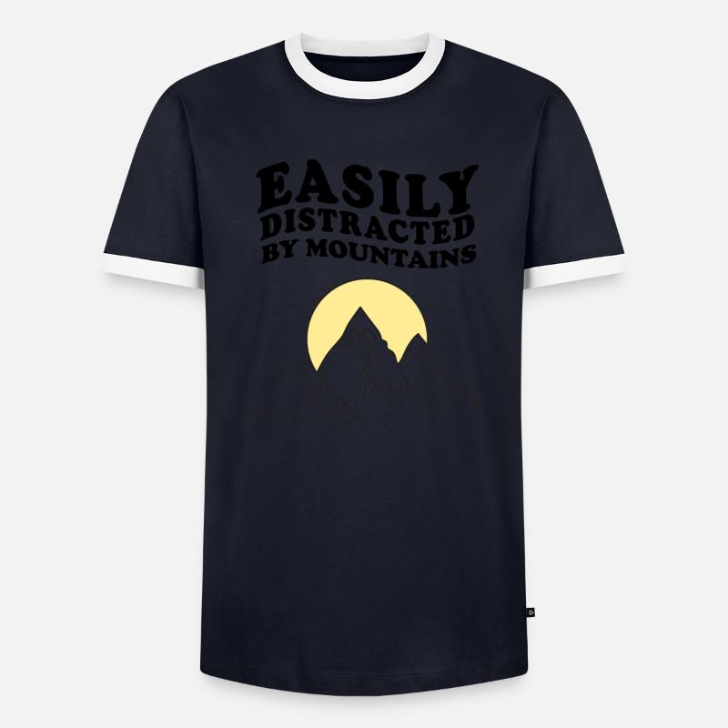 Easily Distracted By Mountains Retro Vintage Berge Männer Kontrast-T-Shirt