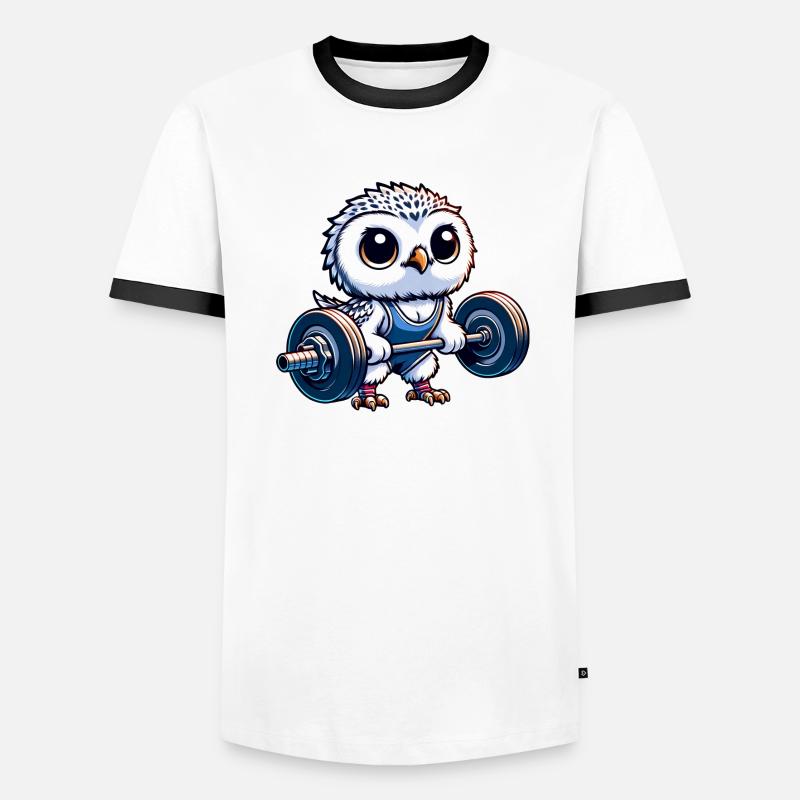 Eule mit Hanteln Workout Schneeeule Stemmen Männer Kontrast-T-Shirt
