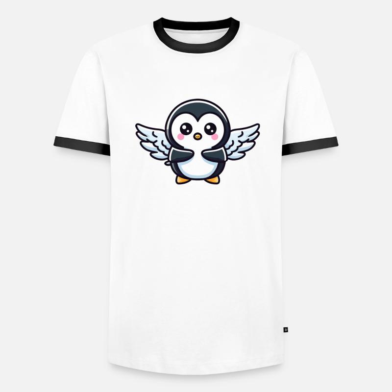 Celestial penguin flapping wings in the freezing cold Men's Ringer Shirt