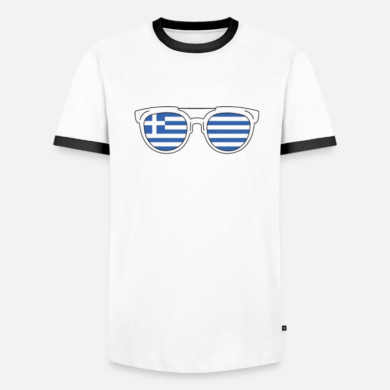 Drapeau de la Grèce Hellas Athènes Drapeau grec T-shirt contrasté Homme