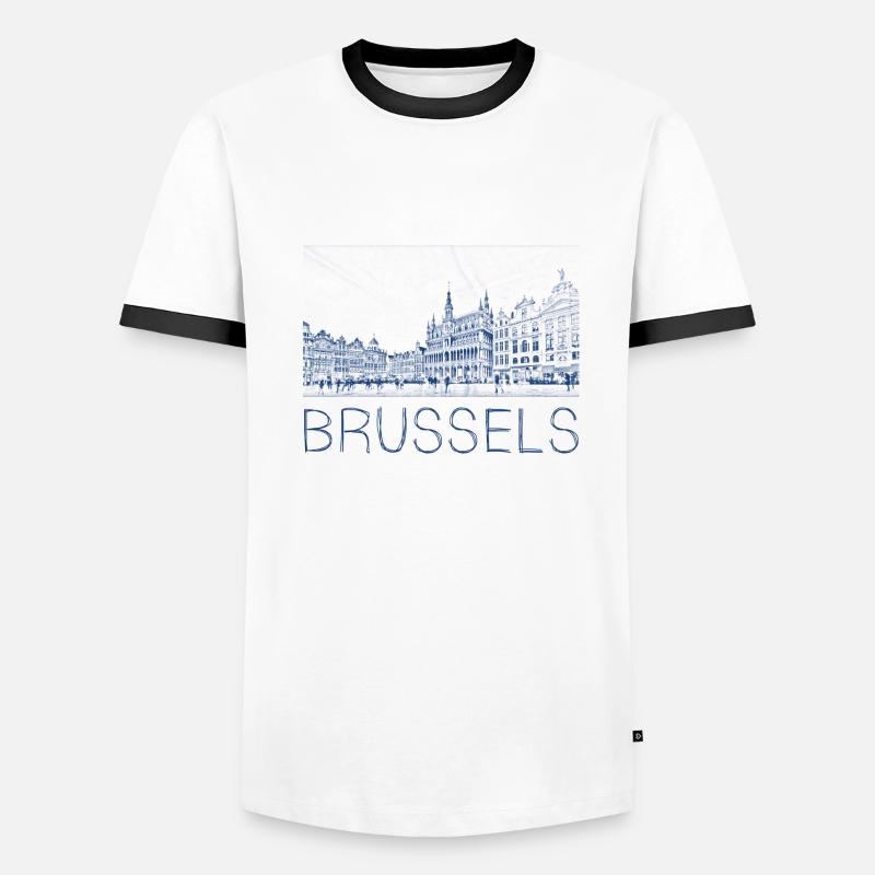 Stiftzeichnung Brüssel Männer Kontrast-T-Shirt