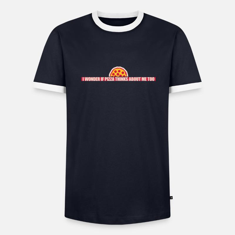 pizza thinks about me - Männer Kontrast-T-Shirt - undefined