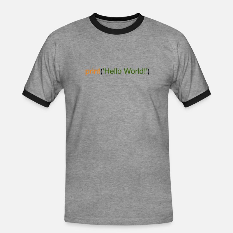 Hello World Python - Männer Kontrast-T-Shirt - Grau meliert/Schwarz