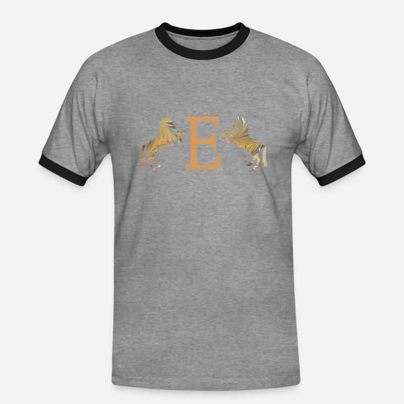 pferde e 113 e - Männer Kontrast-T-Shirt - Grau meliert/Schwarz