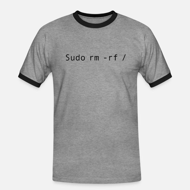 Linux Coding Sudo rm -rf / - T-shirt contrasté Homme - gris chiné/noir
