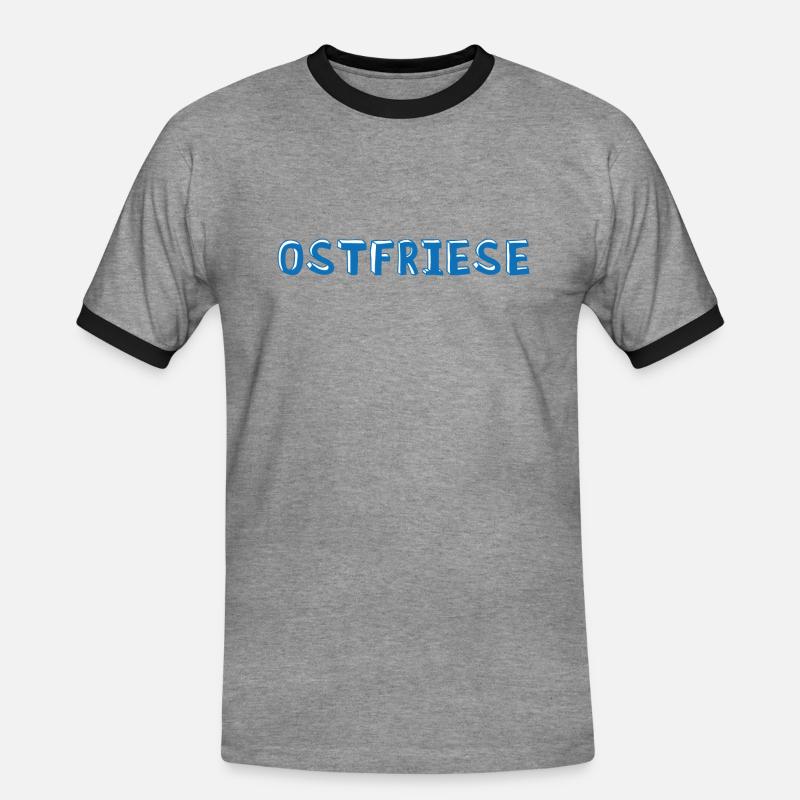 Ostfriese - Männer Kontrast-T-Shirt - Grau meliert/Schwarz