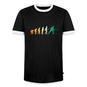 Eishockeyspieler Evolution Eishockey - Männer Kontrast-T-Shirt - Schwarz/Weiß - Vorne - AI Model Female 172 light (172cm) & AI Model Male 178 light (178cm)