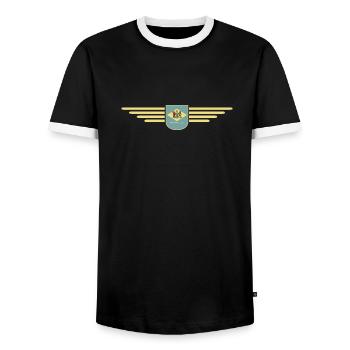 Delaware Fan T-Shirt – Coast & Charm - Men's Ringer Shirt - black/white - Front - AI Model Female 172 light (172cm) & AI Model Male 178 light (178cm)
