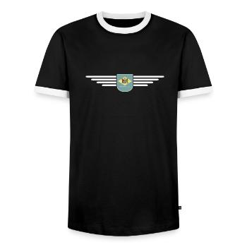 Delaware Fan T-Shirt – Coast & Charm - Men's Ringer Shirt - black/white - Front - AI Model Female 172 light (172cm) & AI Model Male 178 light (178cm)