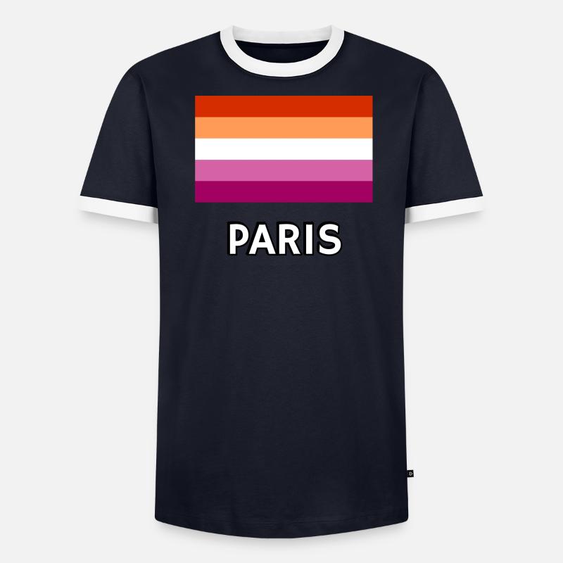 Drapeau de la fierté lesbienne Paris T-shirt contrasté Homme
