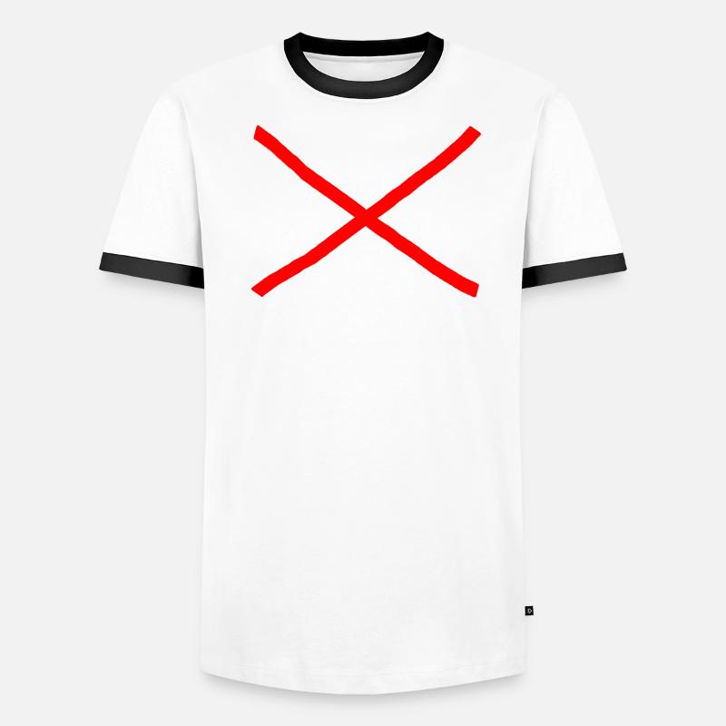 Rejection Strikethrough with red X 1 Men's Ringer Shirt