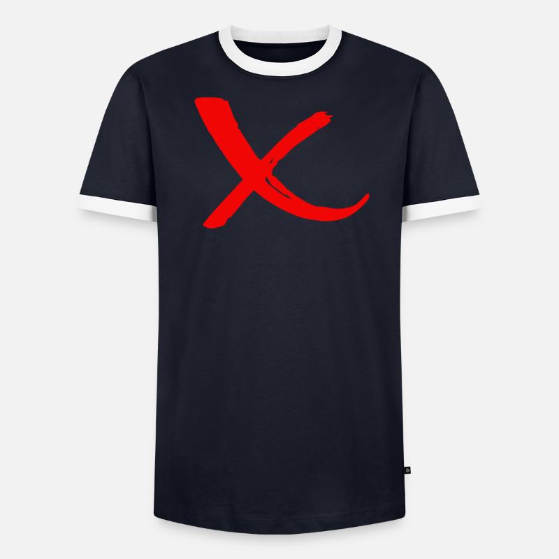 Rejection Strikethrough with red X 2 Men's Ringer Shirt