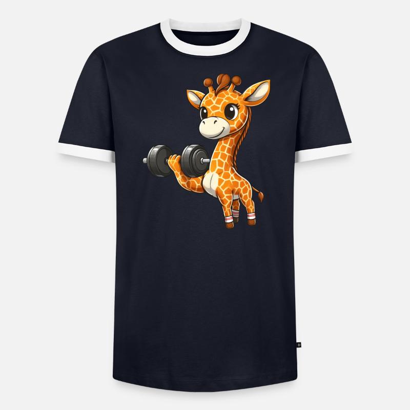 Giraffe Bench Press Workout Men's Ringer Shirt