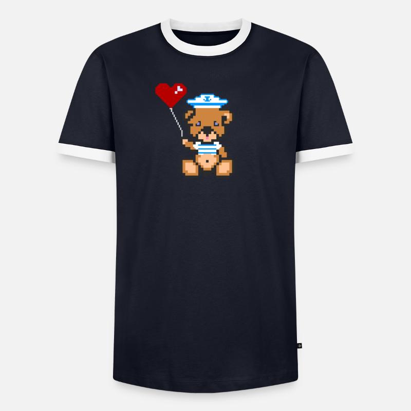 Pixel Bear Navy T-shirt contrasté Homme