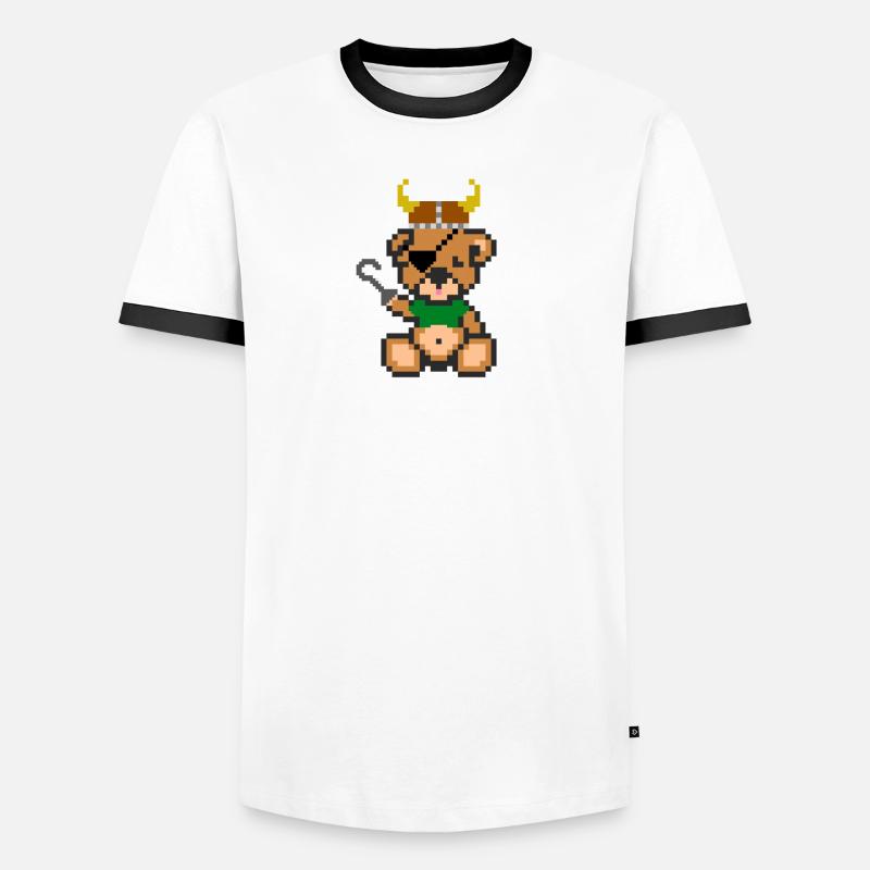 Pixelbär Wikinger Männer Kontrast-T-Shirt