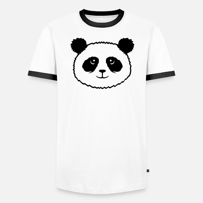 Panda Bear Face Mignon Tête Mignon Sourire Mignon Nice T-shirt contrasté Homme