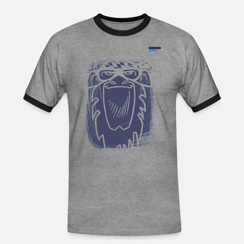 Bavarian Monkey Scratch - Men's Ringer Shirt - heather grey/black
