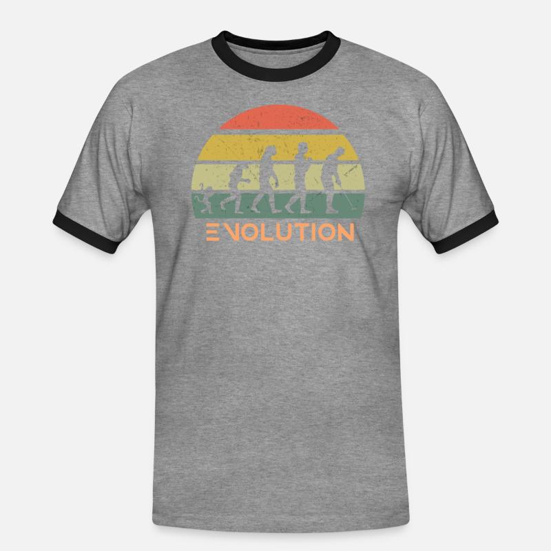 Retro Golf Evolution - Männer Kontrast-T-Shirt - Grau meliert/Schwarz
