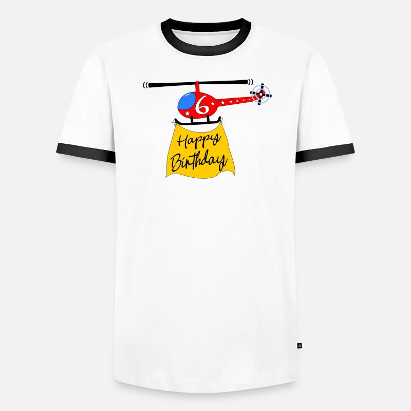 Hélicoptère Joyeux anniversaire 6 T-shirt contrasté Homme