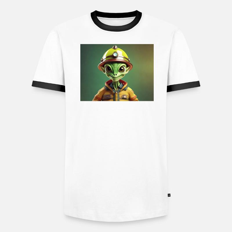 mignon petit pompier extraterrestre rétro rétro vert T-shirt contrasté Homme