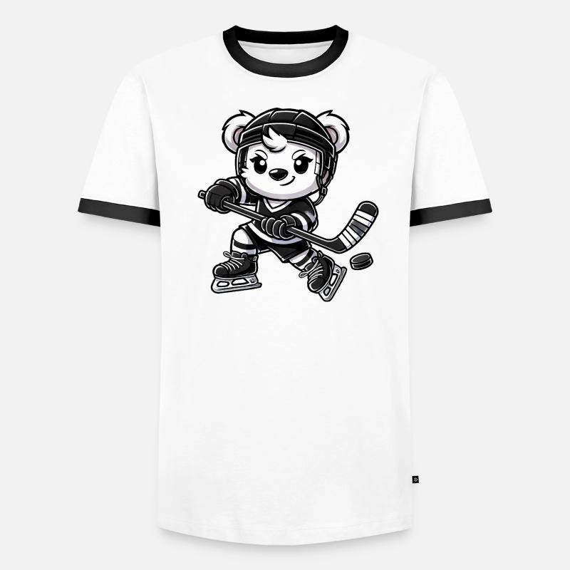 Eisbär Chibi Eishockeyspieler Männer Kontrast-T-Shirt