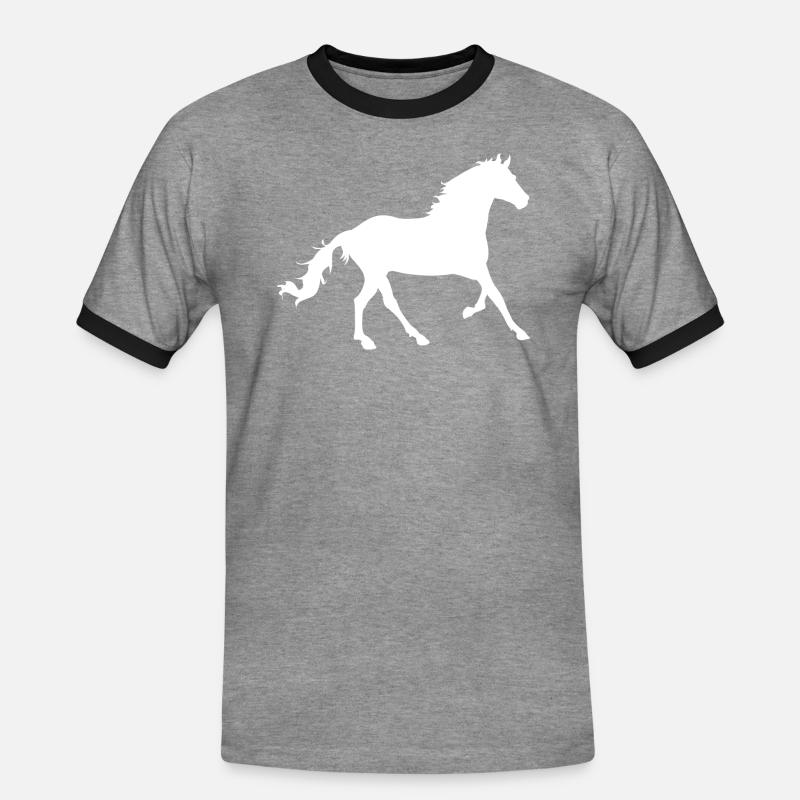 Pferd - Männer Kontrast-T-Shirt - Grau meliert/Schwarz