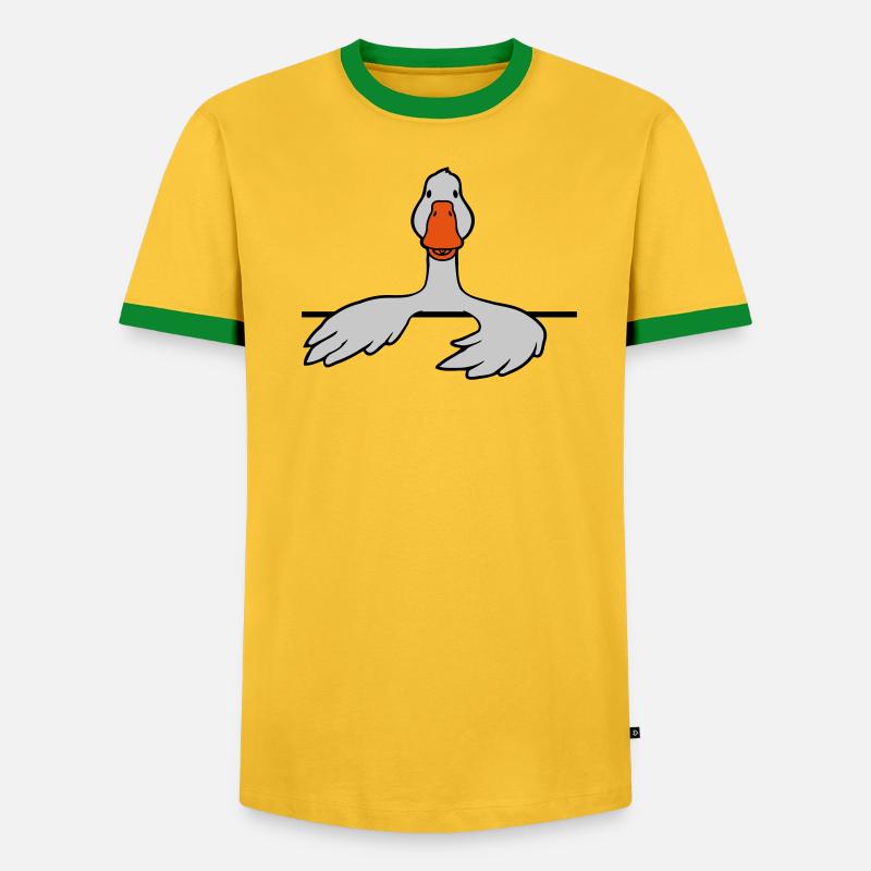 Hinter Mauer Gans Comic - Männer Kontrast-T-Shirt - undefined