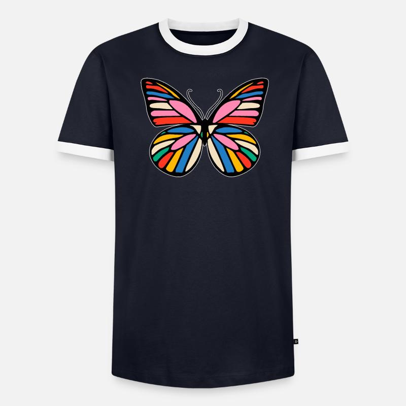 Joyeux papillon multicolore T-shirt contrasté Homme