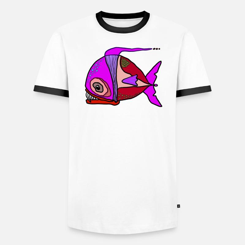 Bunter Surrealfisch Patchwork Männer Kontrast-T-Shirt