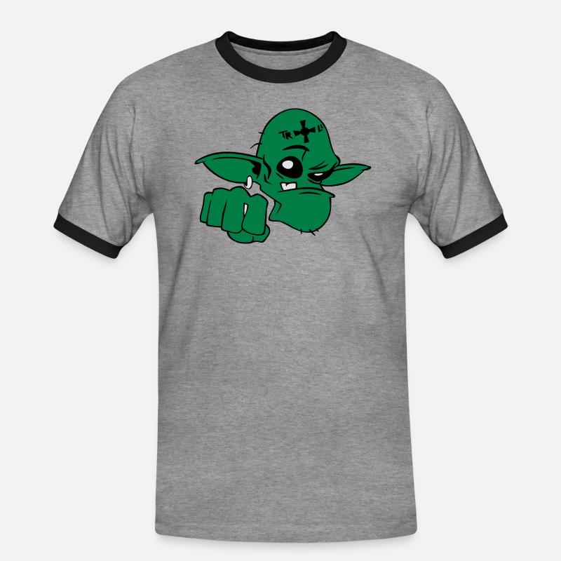 Troll - Men's Ringer Shirt - heather grey/black