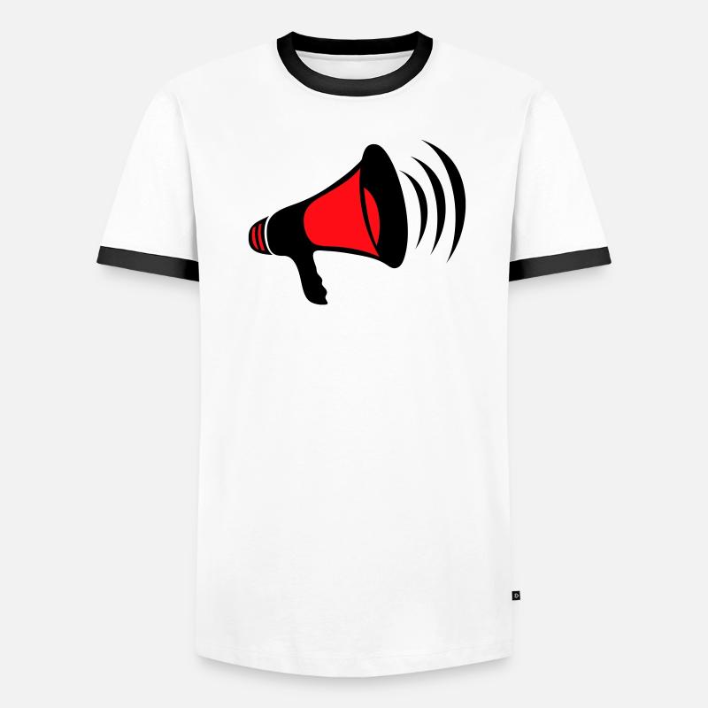 mega, megaphone, megaphone, demonstrate, call, cry Men's Ringer Shirt