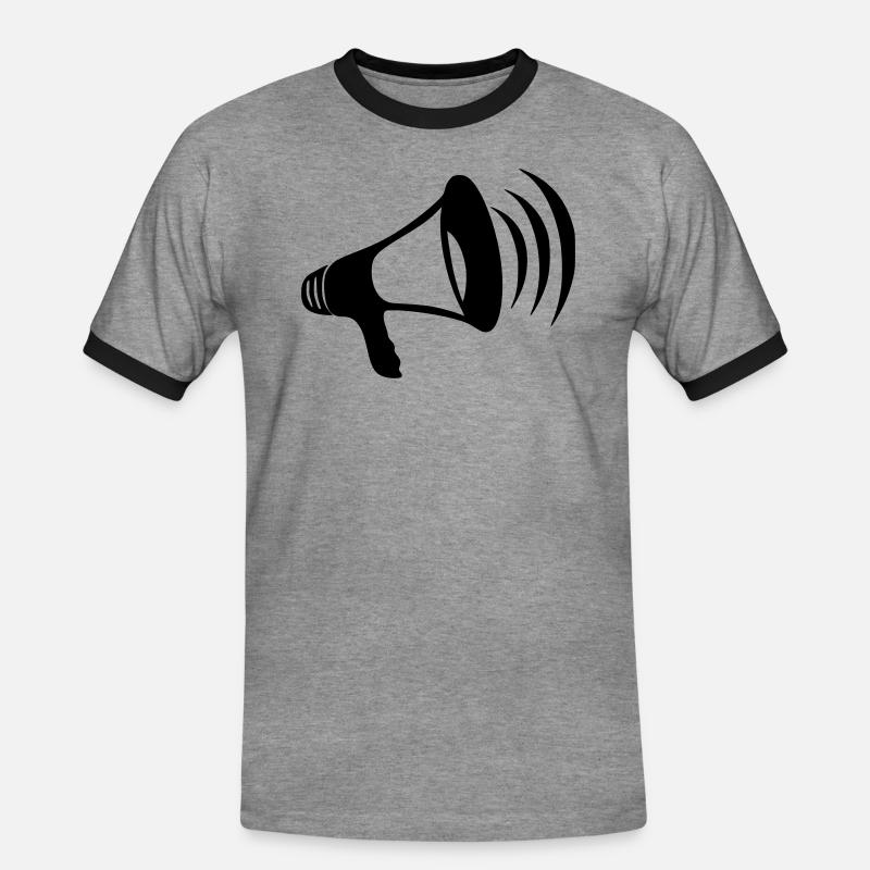 Megaphon - Männer Kontrast-T-Shirt - Grau meliert/Schwarz