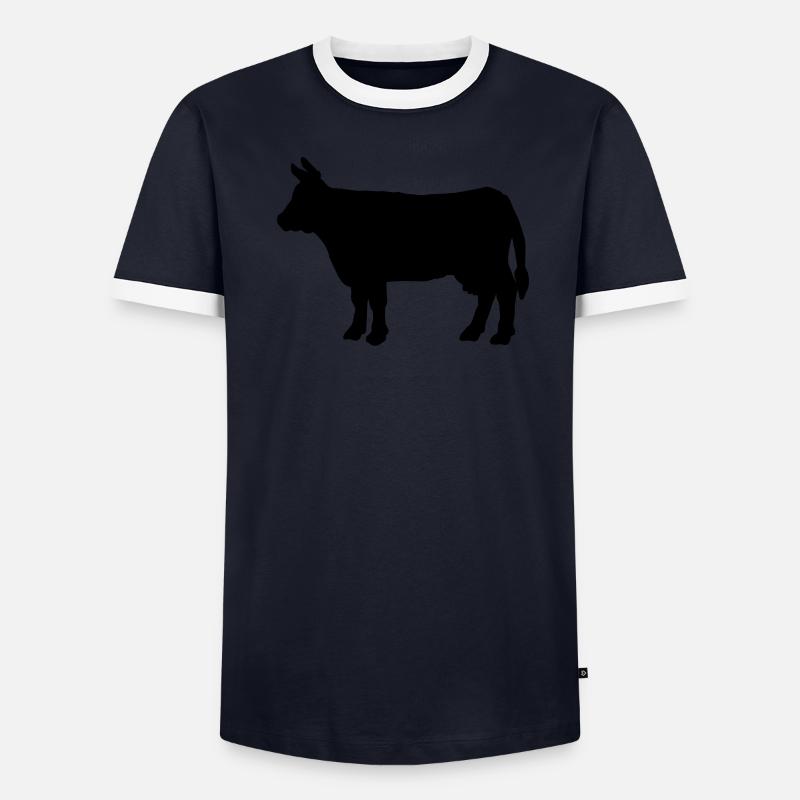 Rind Kuh Tier Männer Kontrast-T-Shirt