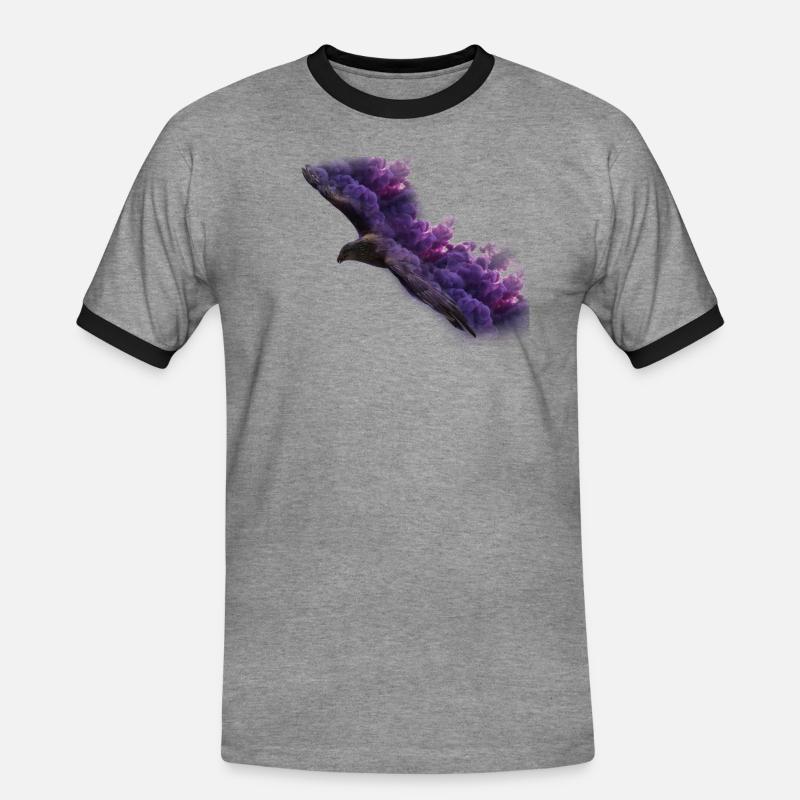 Adler mit Rauch - Männer Kontrast-T-Shirt - Grau meliert/Schwarz