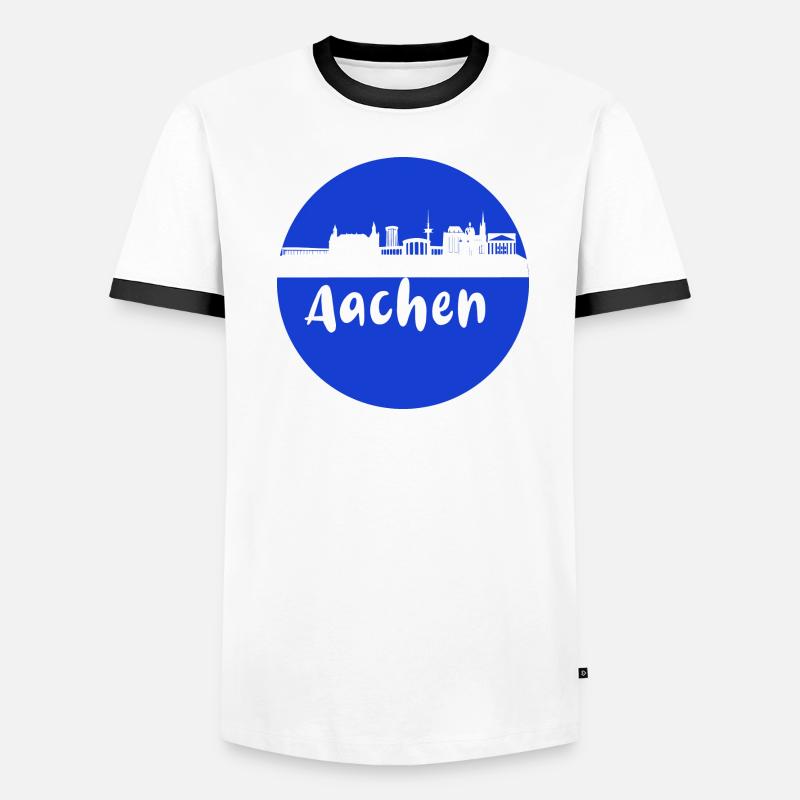 scherenschnitt,aachen,blau,stadt,skyline Männer Kontrast-T-Shirt