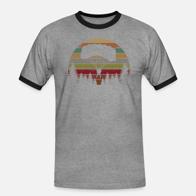 Skydive Evolution: Fallschirmspringer Design - Männer Kontrast-T-Shirt - Grau meliert/Schwarz