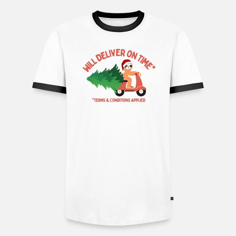 Faultier wird Weihnachtsbaum pünktlich liefern Männer Kontrast-T-Shirt