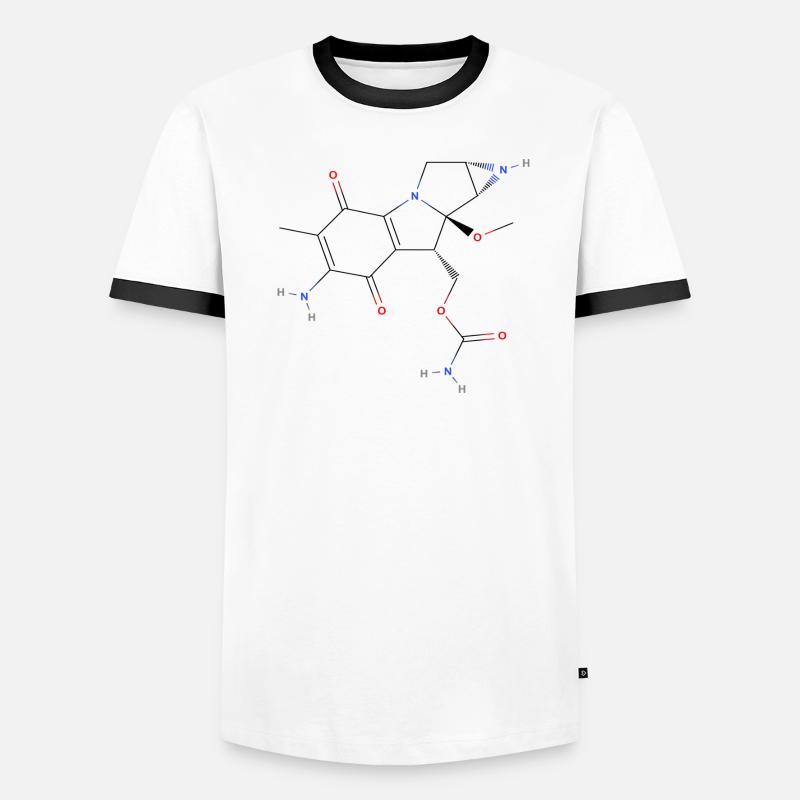 Molécule mitomycine C - Formule structurale colorée T-shirt contrasté Homme