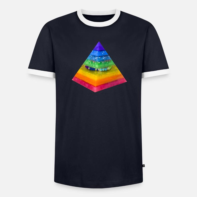 Regenbogen- Dimension Pyramide Männer Kontrast-T-Shirt