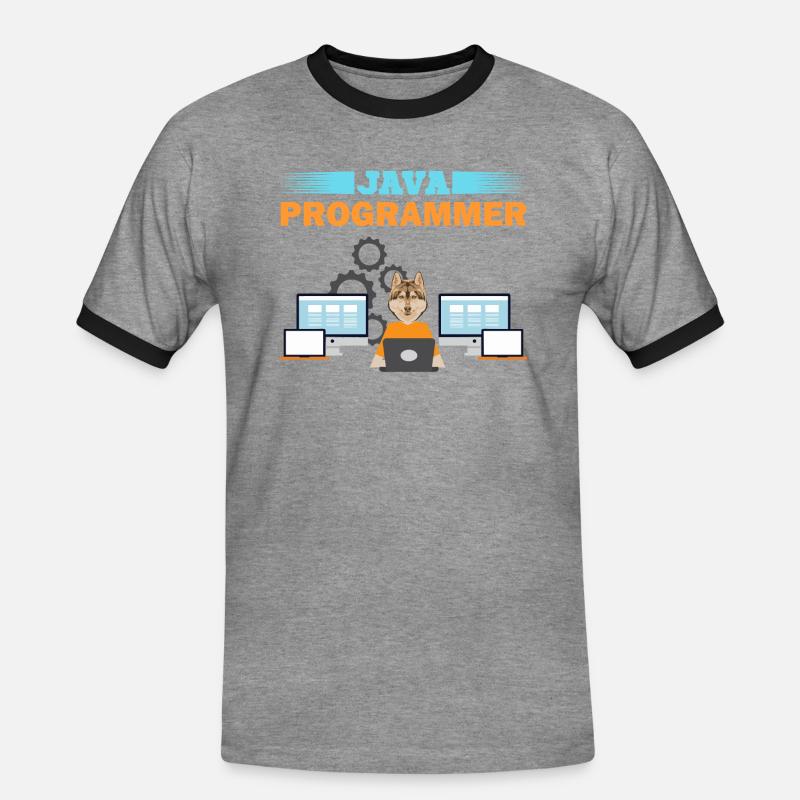 Programmeur Java - T-shirt contrasté Homme - gris chiné/noir