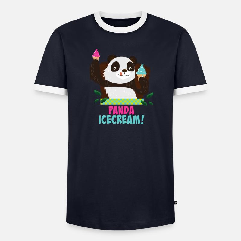 Panda mit Eiscreme Männer Kontrast-T-Shirt