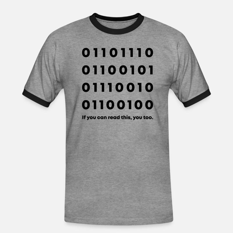 Binary Code Nerd - Men's Ringer Shirt - heather grey/black