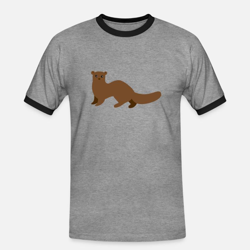 Brauner Mungo Wiesel oder Hermelin - Männer Kontrast-T-Shirt - Grau meliert/Schwarz