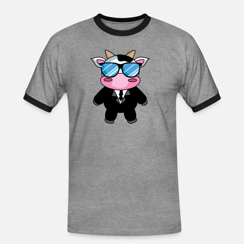 Security oder eher SeKUHrity? - Männer Kontrast-T-Shirt - Grau meliert/Schwarz