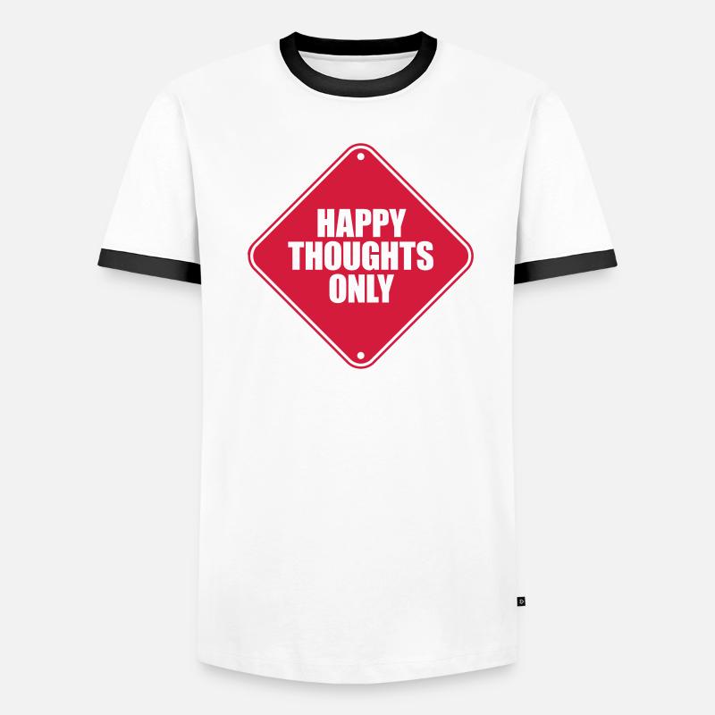 happy thoughts only caution note shield zone g Men's Ringer Shirt